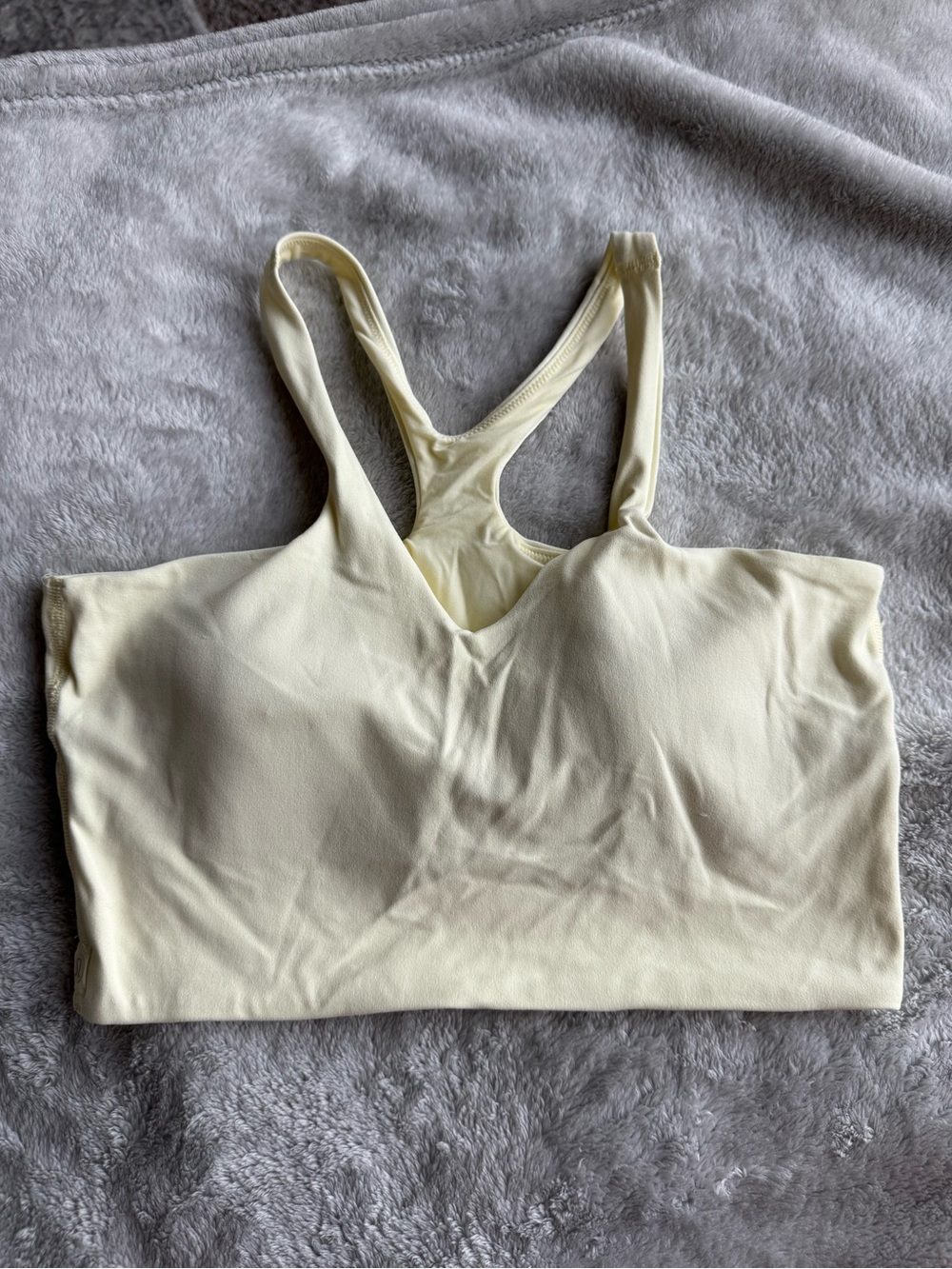 Lululemon Bend This Light Yellow Longline V and Racer Neck Sports Bra - S/M